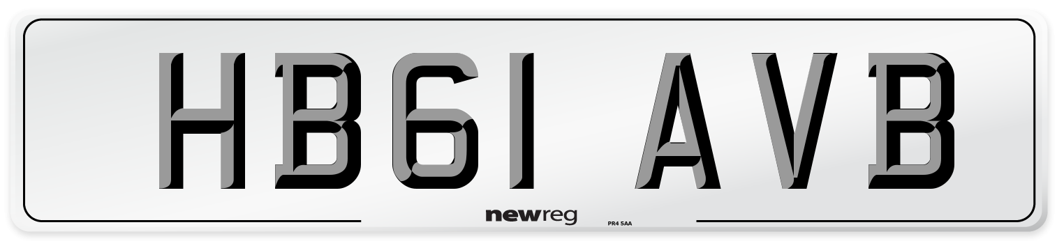 HB61 AVB Number Plate from New Reg